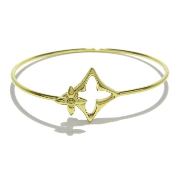 100% AuthenticLOUIS VUITTON Rigid Flower Gram Gold Bracelet 447-032724